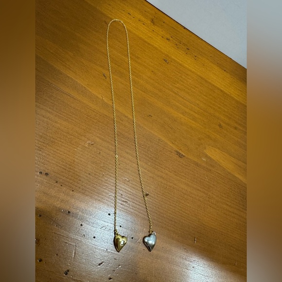 Vintage magnetic heart gold tone and silver Pendant Necklace - Picture 3 of 5
